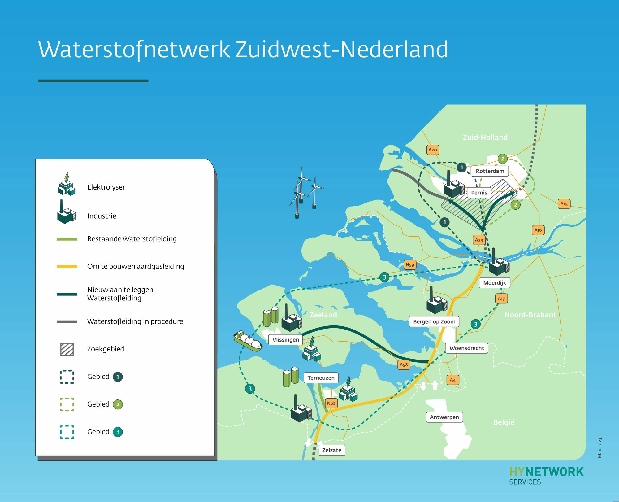 waterstofkaart zuid west Nederland