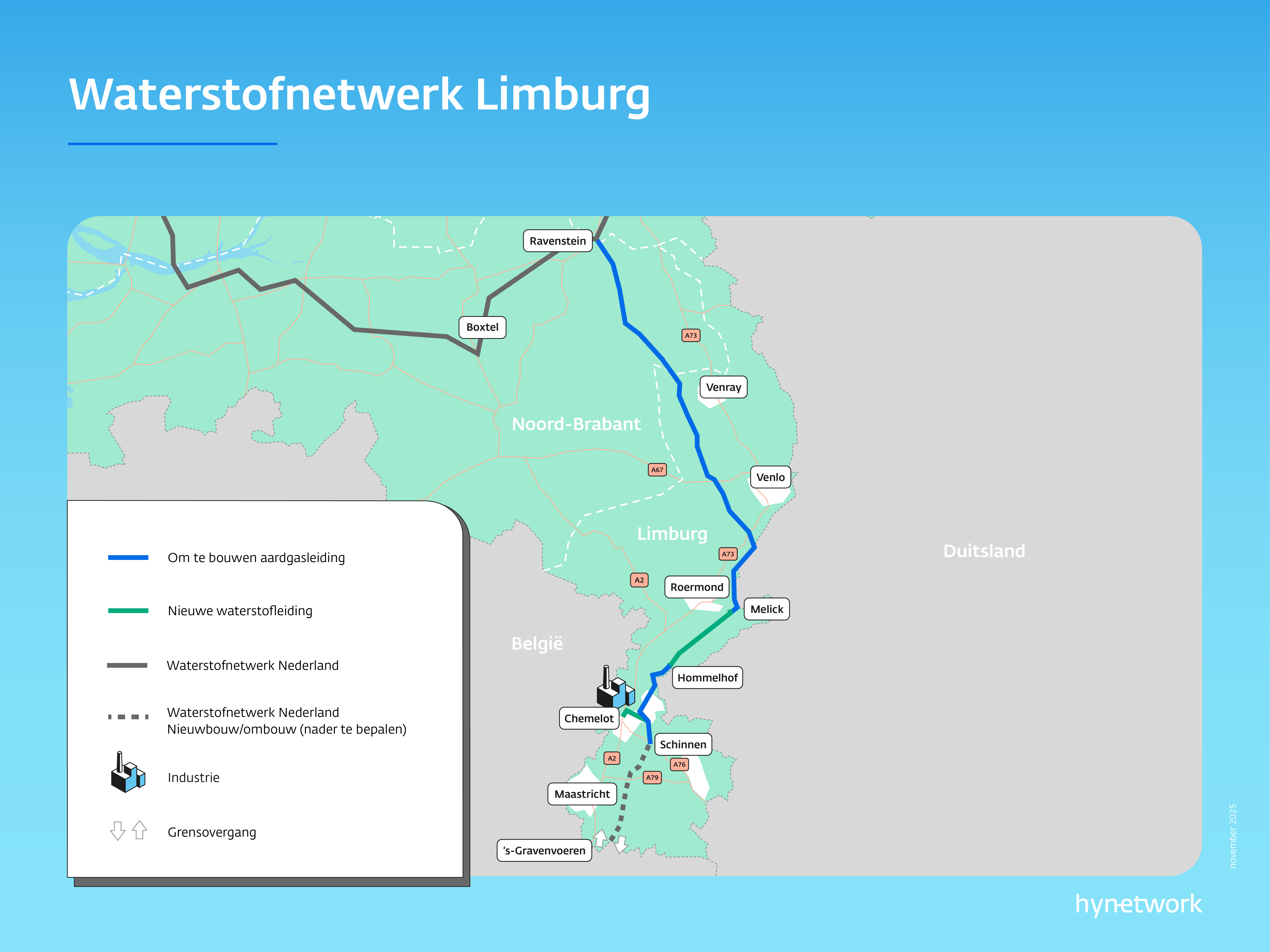 Waterstofnetwerk Limburg kaart
